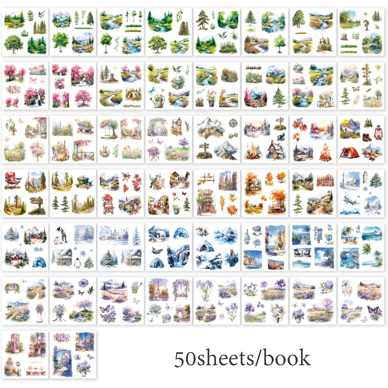 4 Stijl 50 Vellen/pak aardse serie sticker boek voor DIY handboek dagboek telefoon geval kalender fotolijst Laptop decoratie