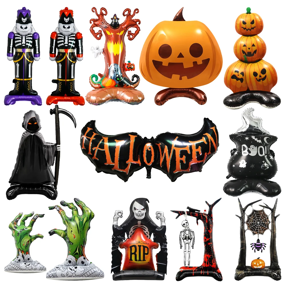 Globos Gigantes de Halloween de Papel de Aluminio: Calabaza, Esqueleto, Ceñíndose al Cielo, Árbol Espeluznante - Juguetes Hinchables para Decoración de Fiestas Infantiles
