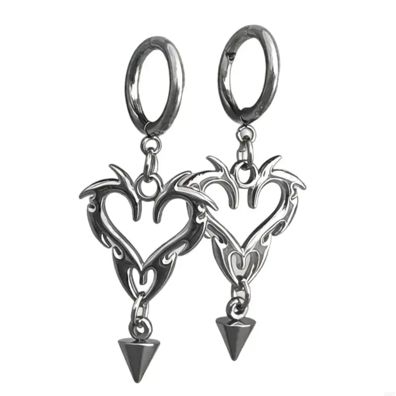 Stylish Flame Heart Spikes Earrings Accessory Perfect For Parties And Daily Wear E0BF
