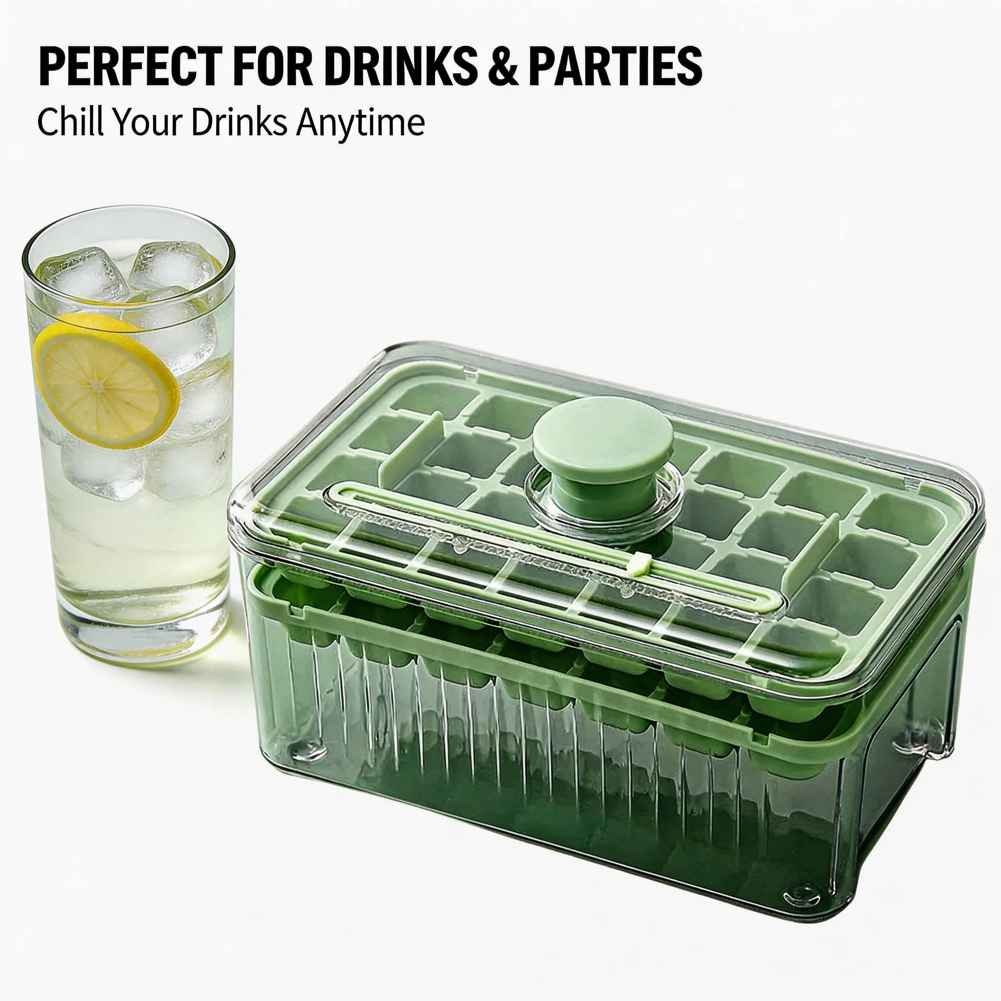 

Press Type Ice Cube Tray With Storage Box Ice Maker Ice Box Ice Bucket Mould Stackable Space Saving For Beer Kitchen Gadget