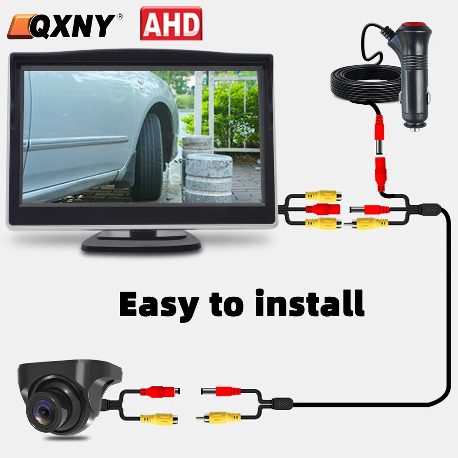 

Easy Installation 5 Inch Display AHD HD Reverse Image Monitor with Rear Side View Backup Camera Night Vision For Car Parking kit