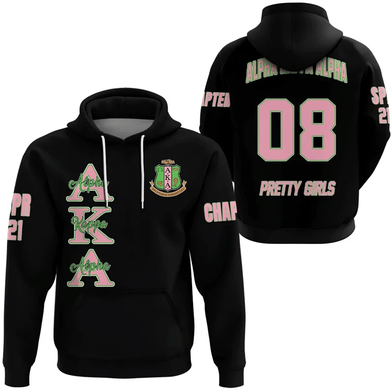 3D Over Printed Hoodies AKA Sororities Tops Pattern Tattoo Man Women Unisex Outwear Pullover Sweatshirt Casual Women Clothing