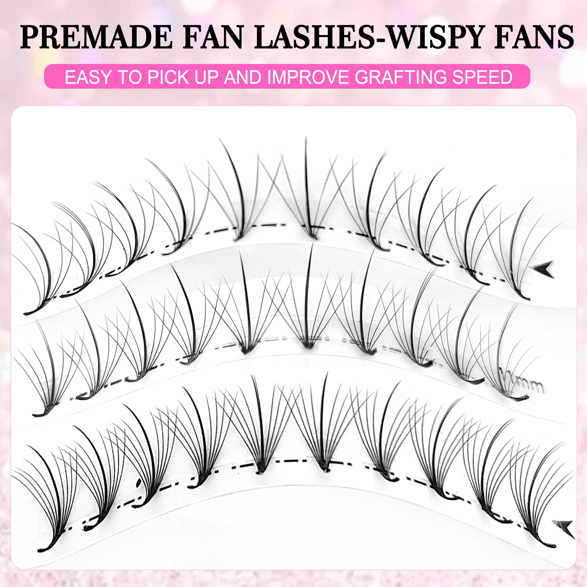 300fans fan premade estensioni ciglia gambo lungo pronto a punta base ciglia 5D 7D 9D falso strumento di trucco ciglia