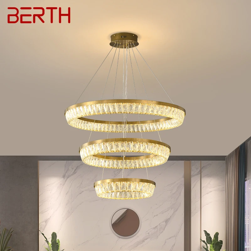 

BERTH Nordic Crystal Pendant Light Led Modern Rings Luxury Creative Chandelier Lamp For Living Dining Room Villa Decor