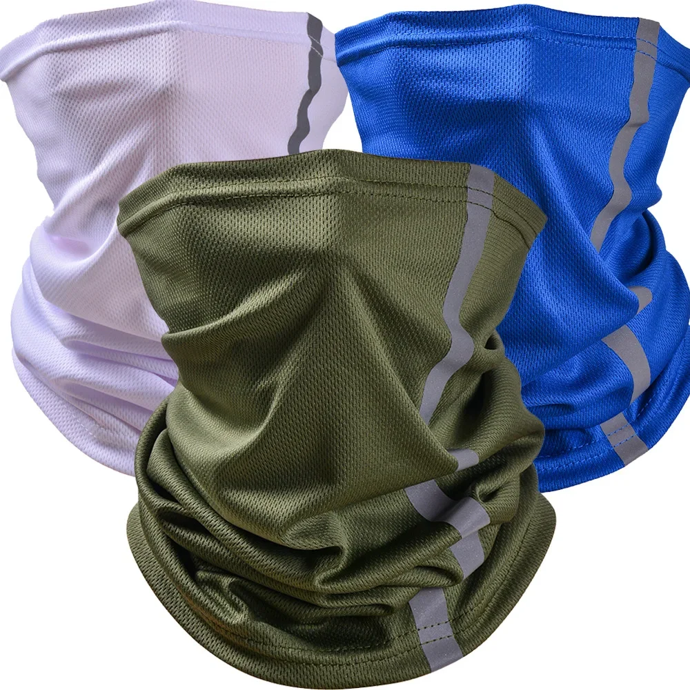 

Reflective Nigh Riding Half Face Mask Breathable Ice Silk Sunscreen Dust-proof Neck Collar Scarf Sports Tube Bandana Balaclava