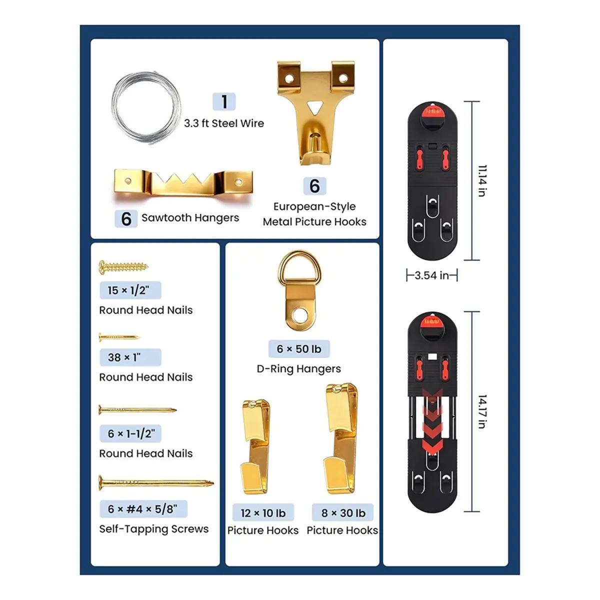618 Mega Sale 104-Piece Picture Hanging Tools Kit with Level, No Measurement Needed for Perfect Alignment