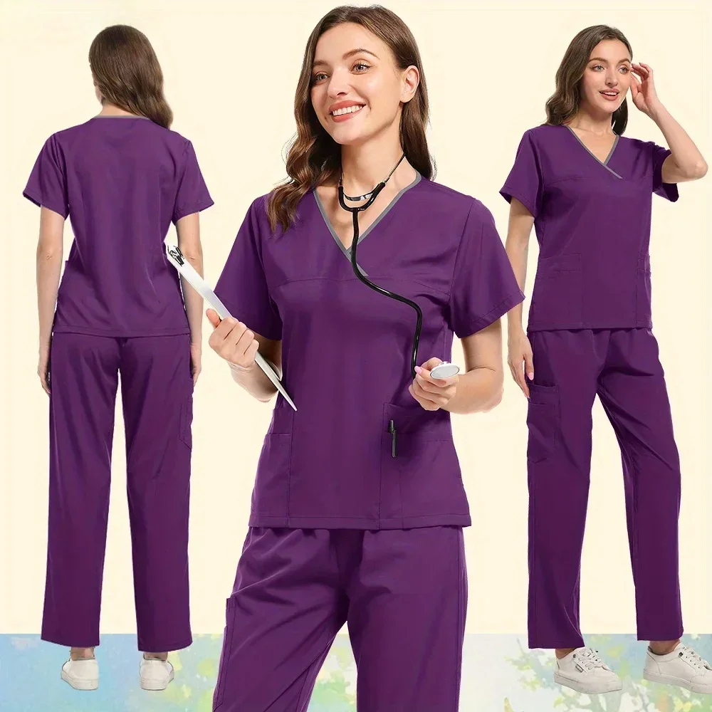 

Doctor's Work Uniform for Men and Women Pharmacy Nurse Zipper Top and Casual Pants