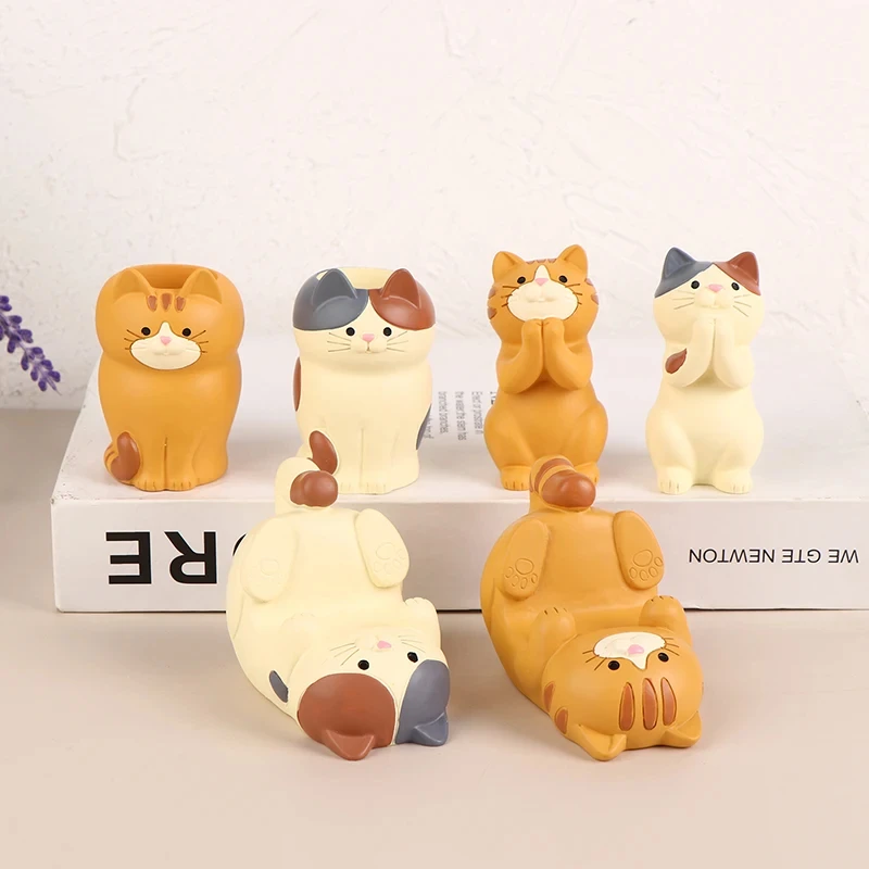 1pc bonito estilo japão óculos suporte do telefone móvel resina artesanato ornamentos papelaria multifuncional gato ornamento decoração de casa