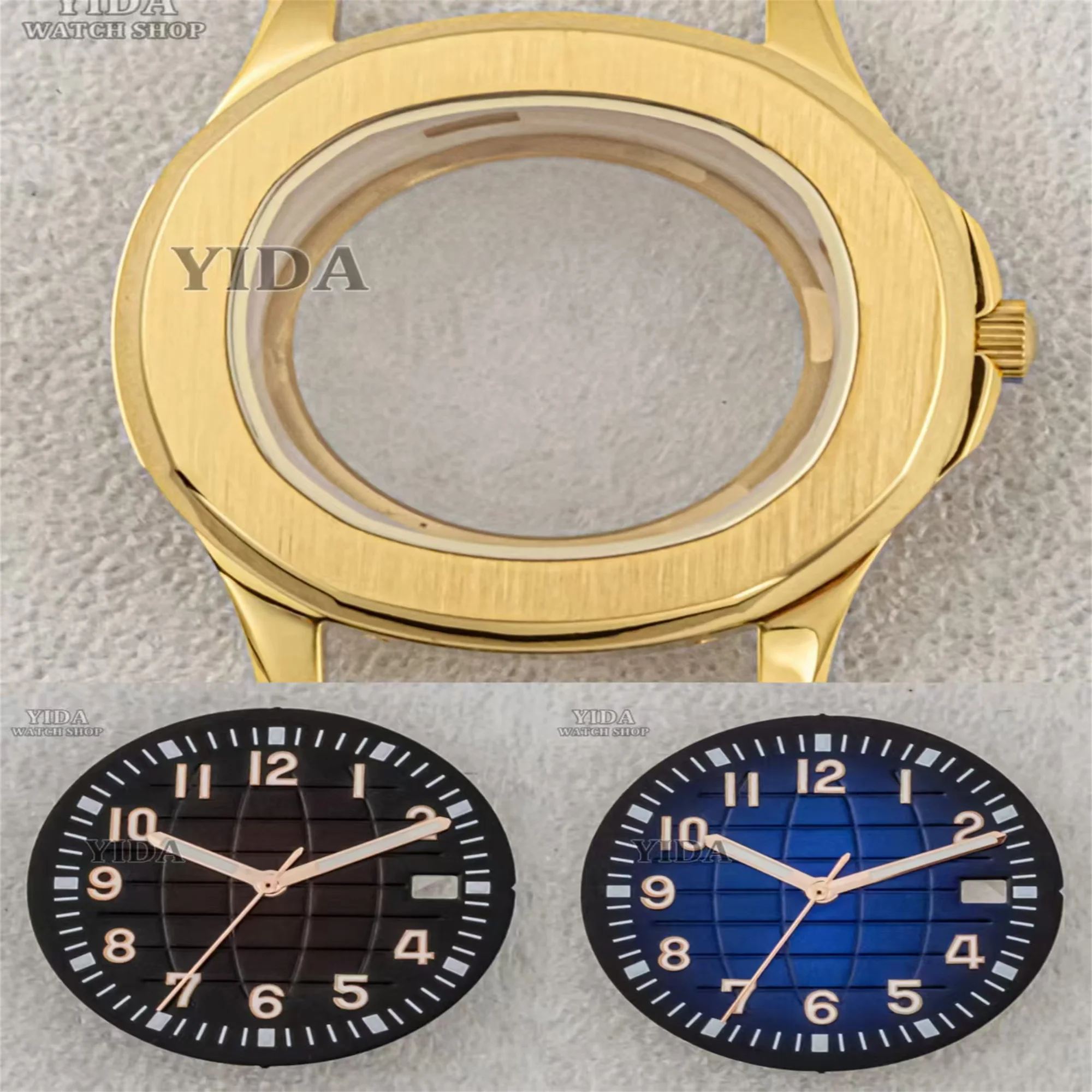 

42mm NH35 Case Gold Stainless Steel 10ATM Waterproof Case Sapphire Glass for Nautilus AQUANAUT NH35 NH36 movement Modified Parts
