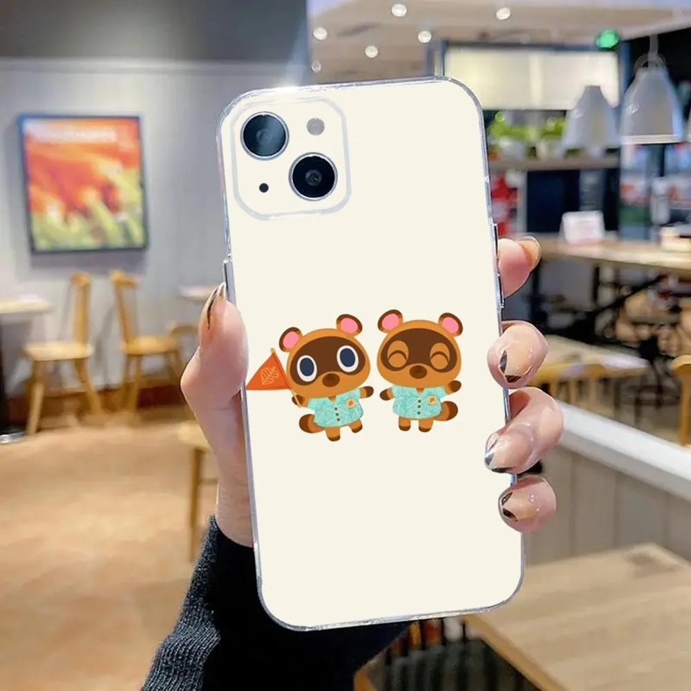 Animals Game Crossing Phone Case For iPhone 15,14,13,12,11 Plus,Pro,Max,XR,XS,X,7,8 Plus,SE,Mini Transparent Silicone Soft