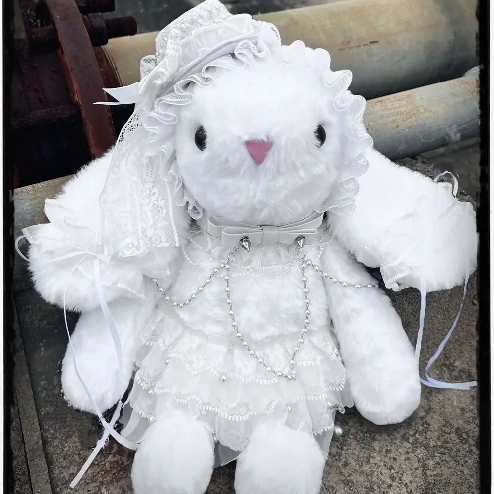 

MBTI Bunny Shoulder Bag for Women Cute Plush White Fluffy Y2k Chains Gothic Crossbody Bag Lace Kawaii Lolita Jk Female Handbag
