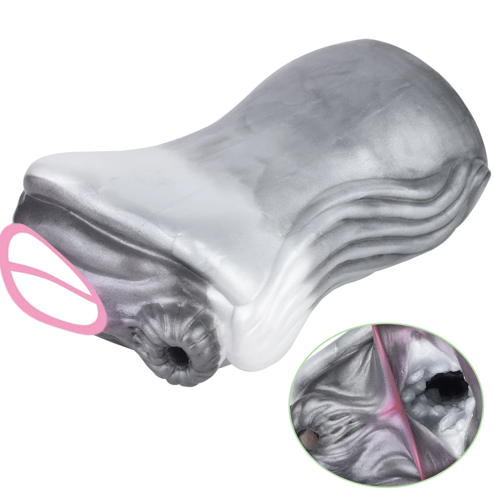 GEEBA Dual Channel Fantasy Male Masturbator Soft Silicone Pocket Pussy Men's Stroker Realistic Vagina Onahole Adult18+ Sex Toys