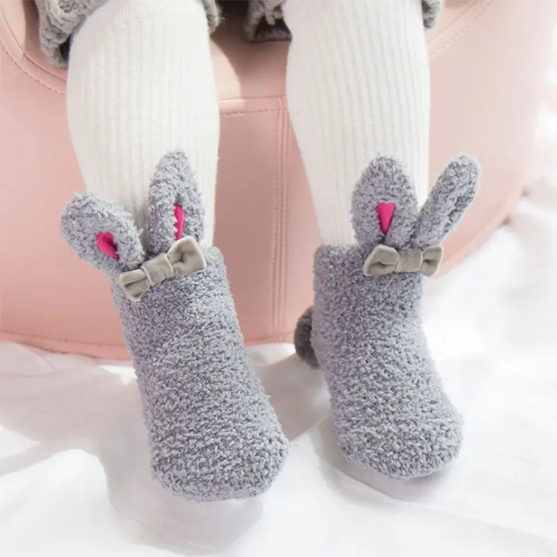 Cute Rabbit Baby Socks Thick Warm Toddler White Autumn Winter PlushKnee High Baby Long Tube Socks Newborn Anti Slip Floor Socks