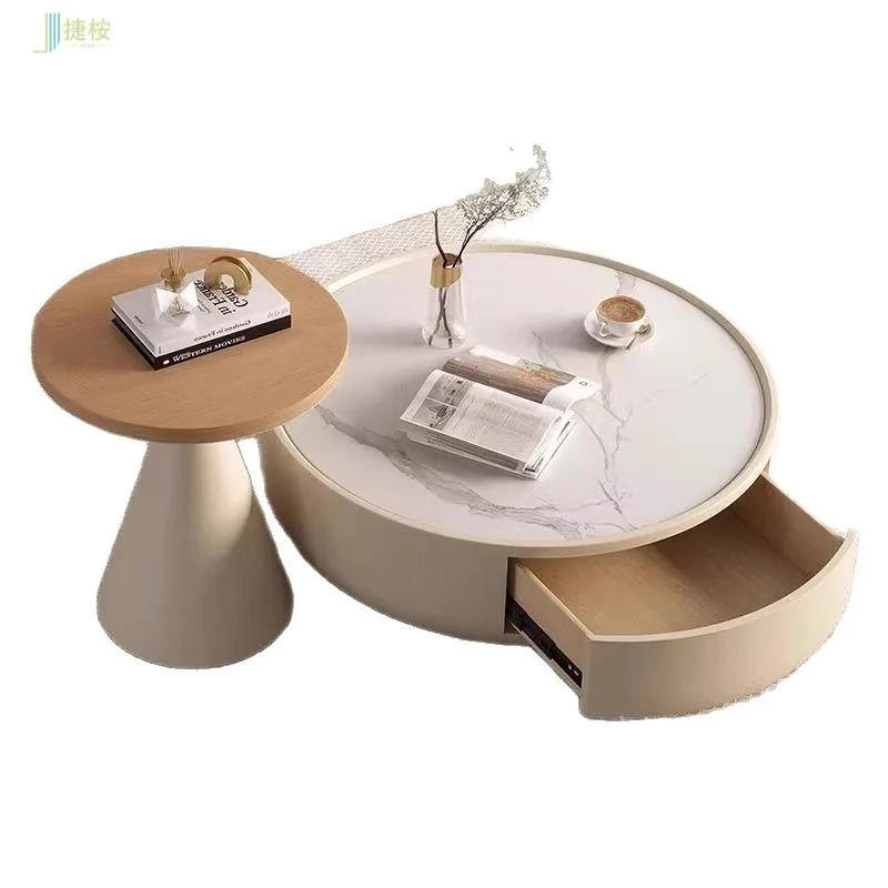 Cream wind solid wood rock slab coffee table living room household log color stretch TV cabinet combination size apartment floor