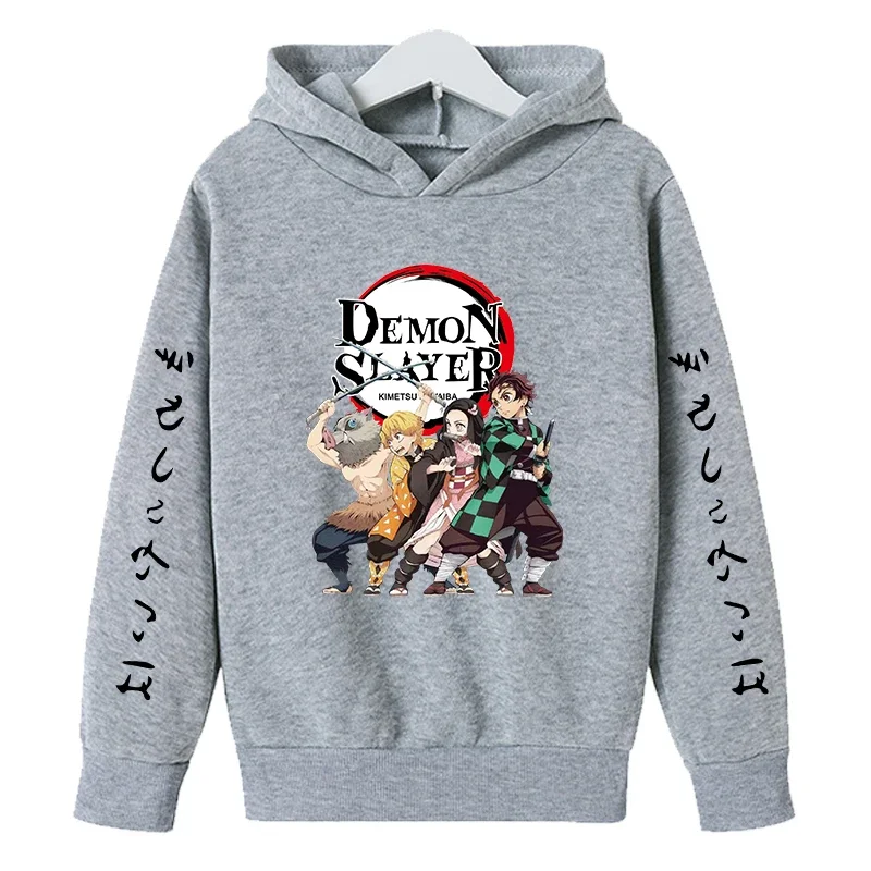 New Kids Demon Slayer Hoodie Children's Clothing Hoodie Suitable Boys Girl Long Sleeve Anime Yaiba Sleeve Pullover Sweatshirt