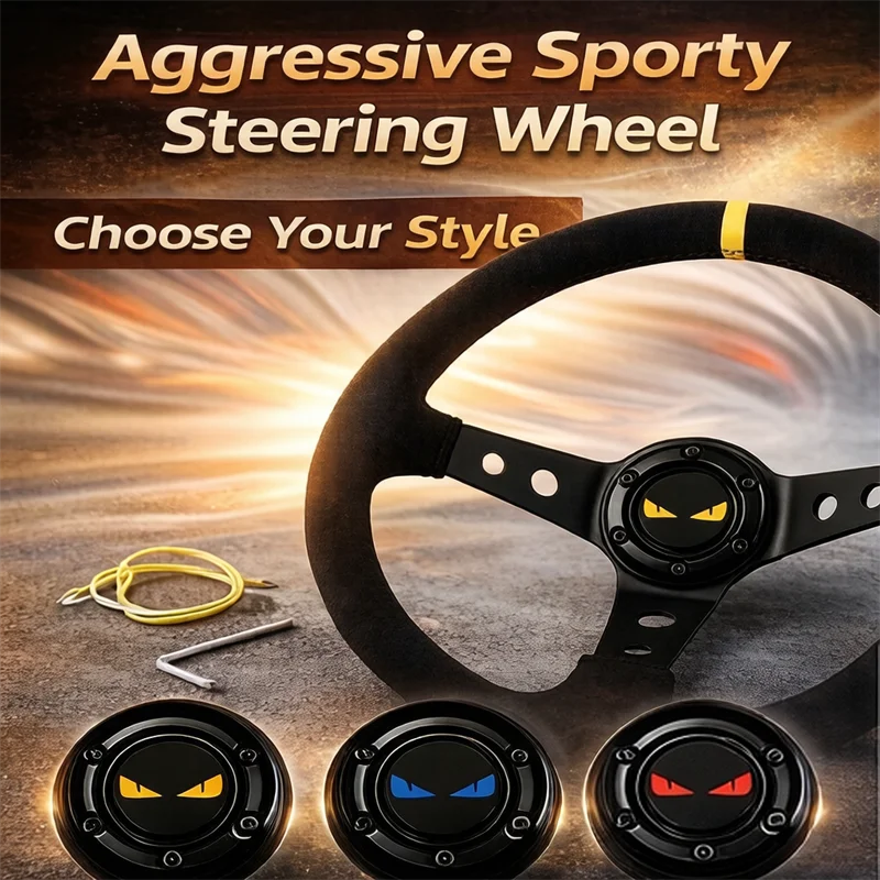 Universal 14-inch 350mm suede car aluminium alloy racing steering wheel deep-dish hub drift sport car steering wheel - view 3