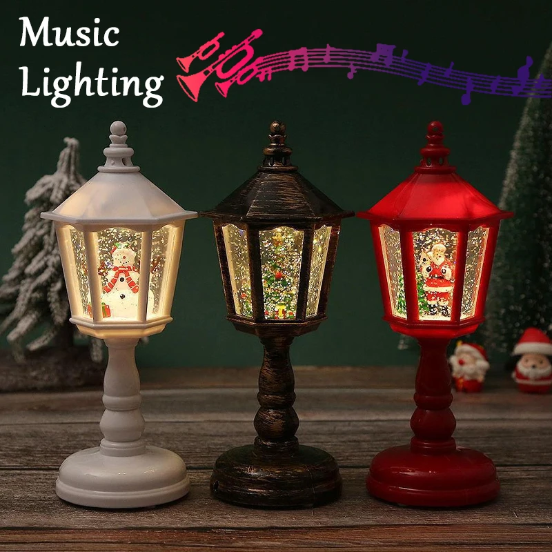 

1/2/3PCS Musical Snow Globe Christmas Lantern Battery LED Hexagonal Table Decor Glitter Water Night Light Holiday Gift Novelty