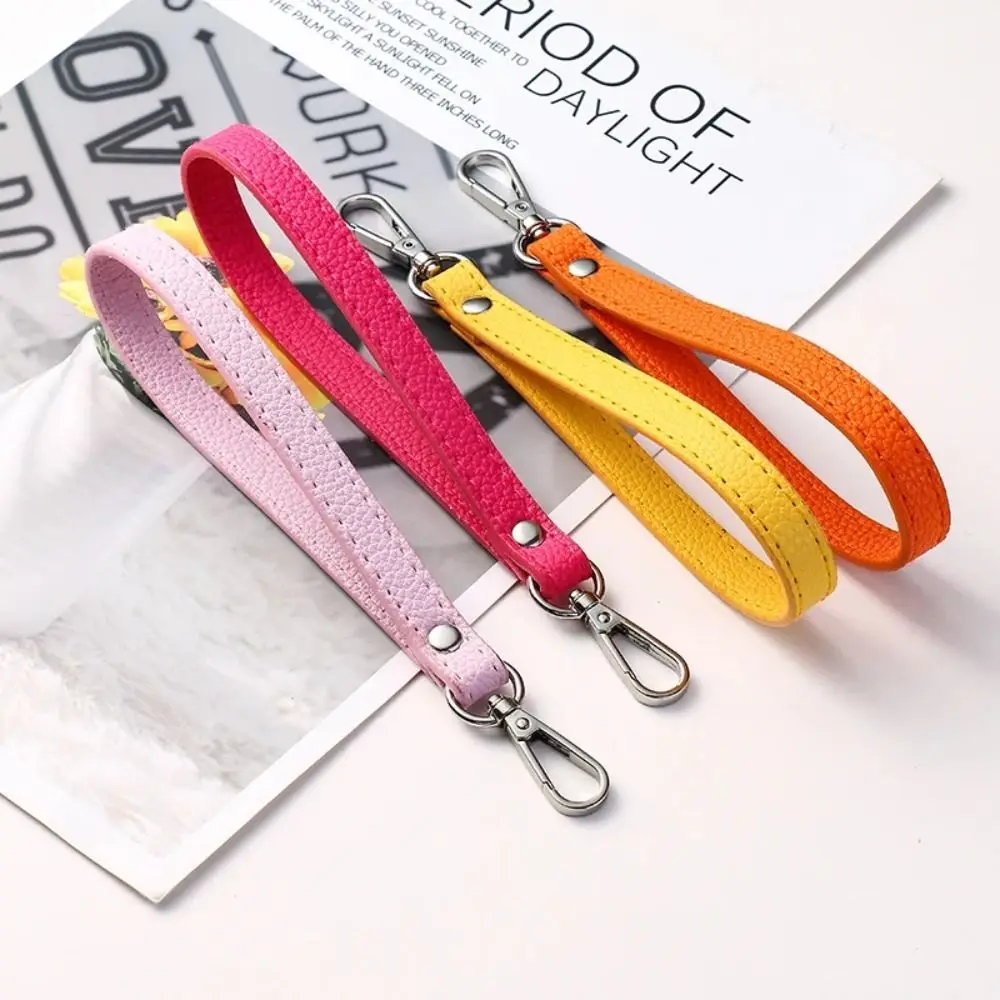 Bolsa de couro pu portátil, alça de pulso, cor sólida, alça macia, substituição, bolsa de embreagem, acessórios