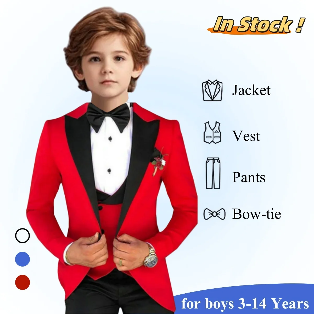 

Classic Black Collar Jacket Suit Pants Set - Kids Formal Suits 3-14 Years - Graduation Party Dresswear Children Wedding Guest