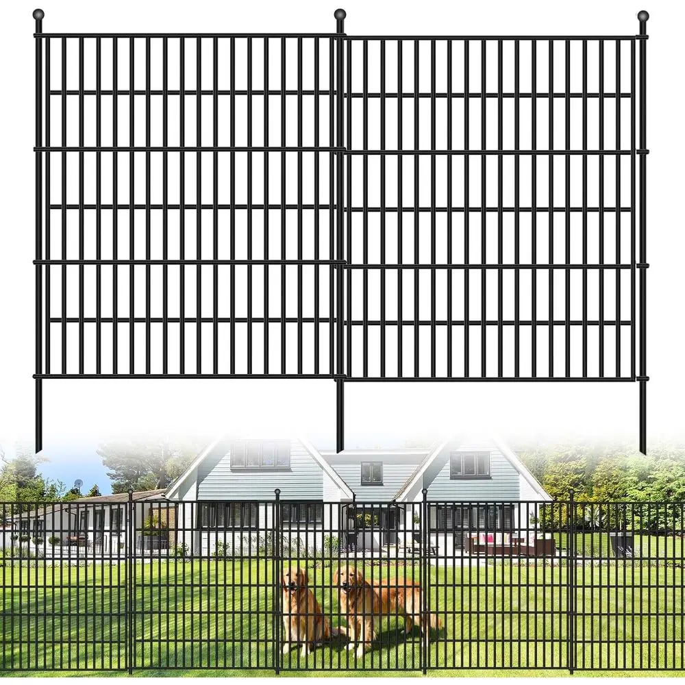 10 Panels No Dig Garden Fence, 40 in(H) X 24.2 ft(L) Metal Fence Panels, Thickened Rustproof Garden Fencing, Animal Barrier Fenc