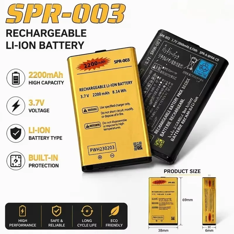 1-10PCS 2200mAh SPR-003 Li-ion Battery for Nintendo NEW 3DSLL 3DSXL Replacement Battery Compatible