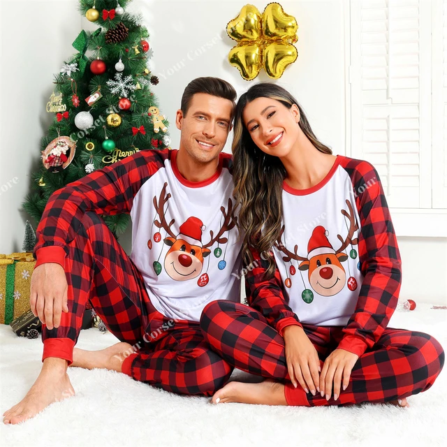 Pyjamas for Couples Christmas Sleepwear Long Sleeve Family Xmas Clothes Nightwear for Men And Women Red Plaid Pajama Pants XXl AliExpress 200574005