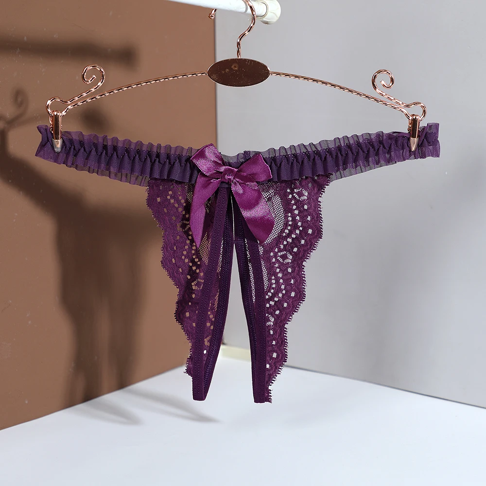 กางเกงชั้นในสตรี จีสตริงเซ็กซี่ ลูกไม้ผูกโบว์ สำหรับผู้หญิง กางเกงชั้นในสไตล์โดดเด่น ชุดชั้นในผู้หญิงสุดฮอต