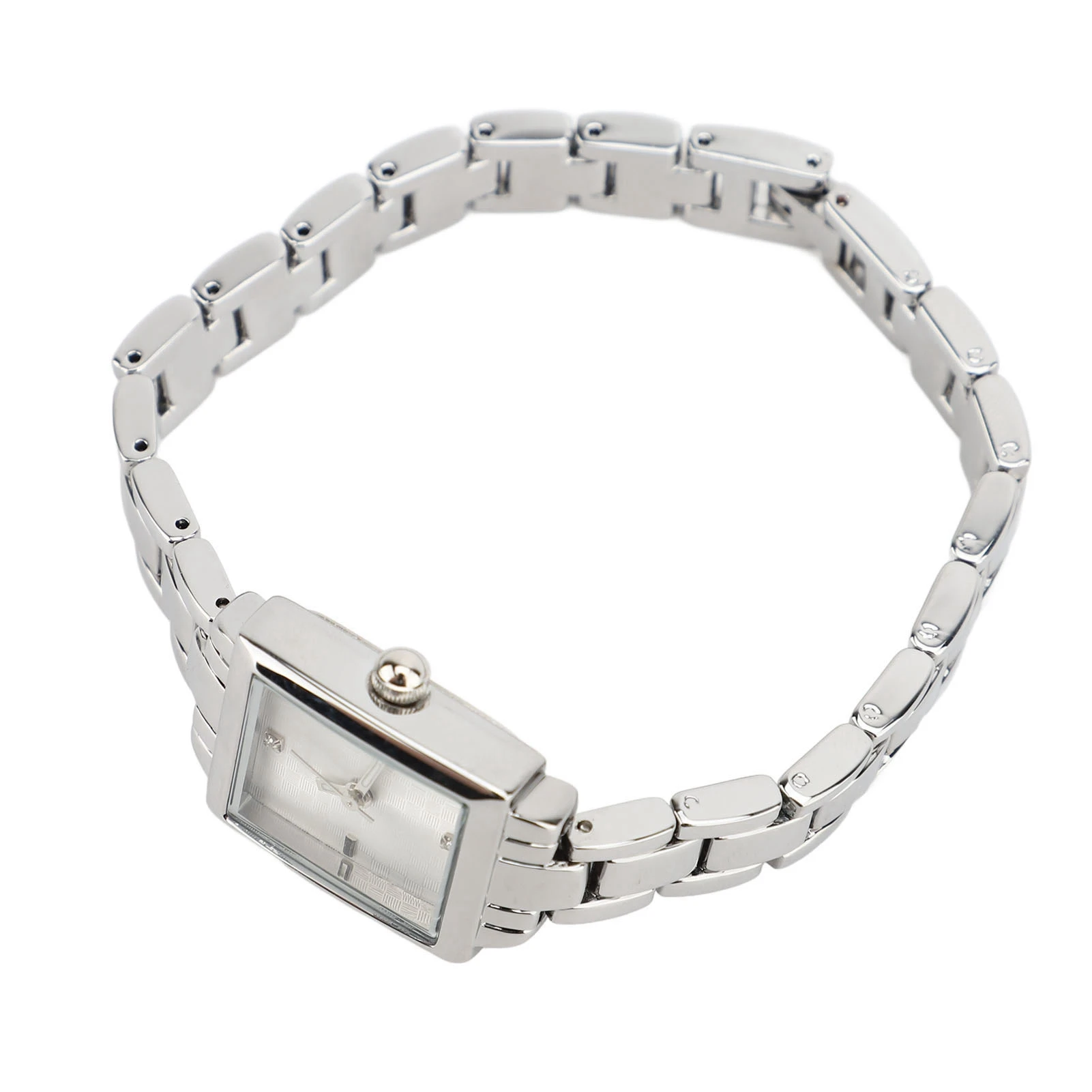 صفقة التخليص ساعة يد نسائية من الفولاذ المقاوم للصدأ حجر الراين عصرية مستطيلة مقاومة للماء 30 متر تاريخ سيدة للاستخدام اليومي #5