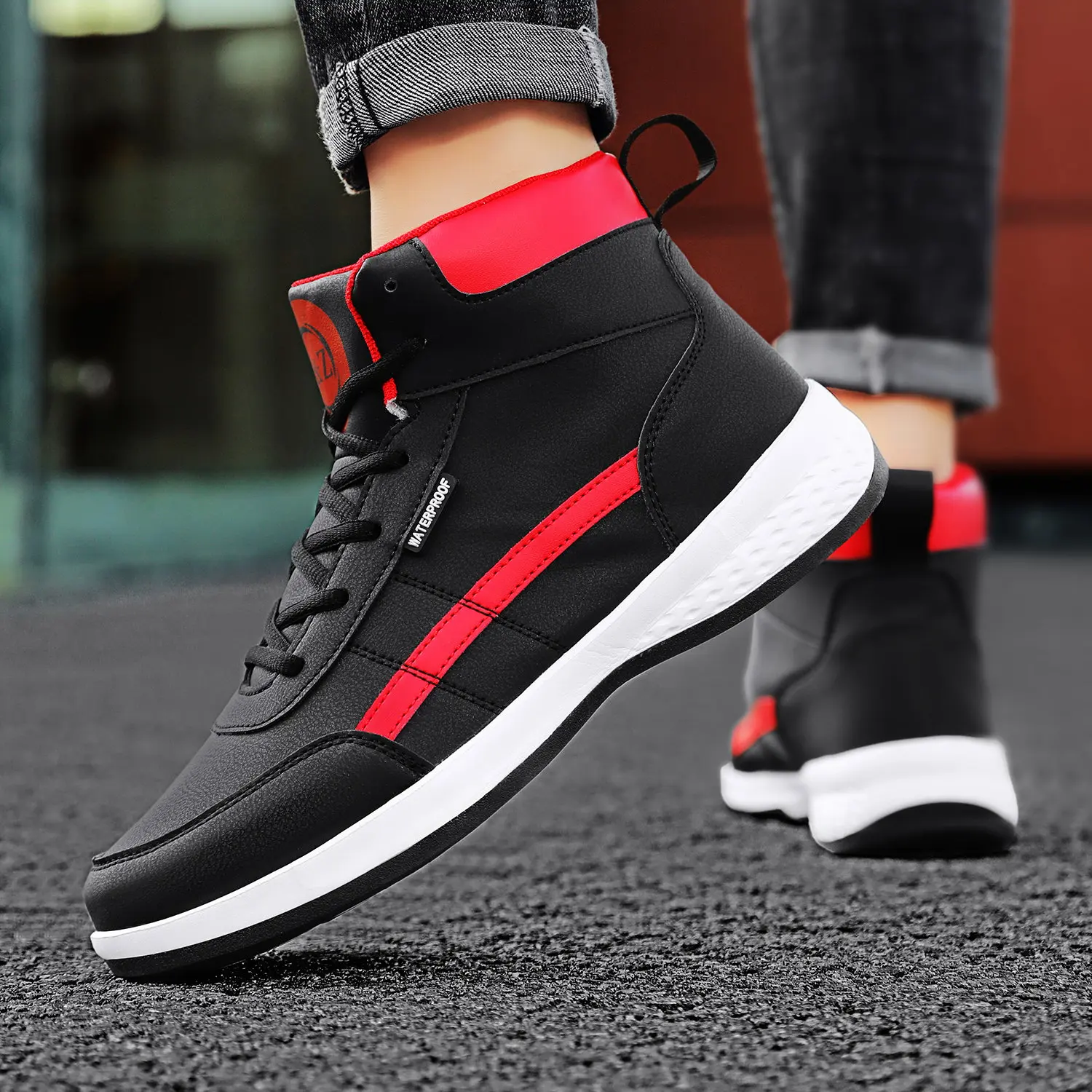 

Pu Leather Men Shoes Sneakers Trend Casual Breathable Leisure Male Sneakers Non-Slip Footwear Vulcanized Shoes Tenis Masculino