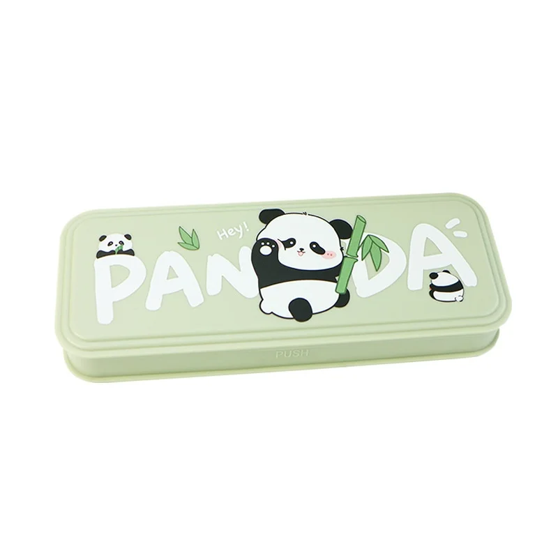 Large Capacity Panda Pencil Case Green Pen Case Elementary School Stationery Box High Appearance Multifunctional Stationery Bag