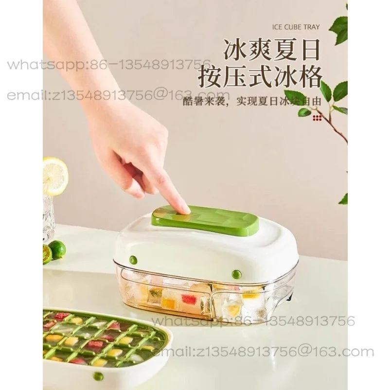 Press the frozen ice cube mold  grid ice box with lid food grade frozen ice cube storage homemade refrigerator artifact