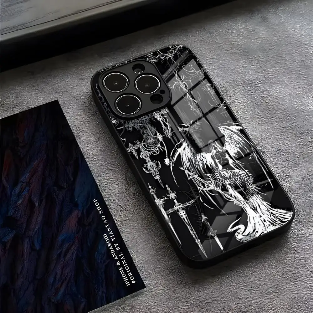 Cyber Sigil Cross Phone Case Apple For IPhone 15 Pro Plus 14 Pro 12 11 13 Mini X XR XS Max 16 Plus SE Glass Back Cover