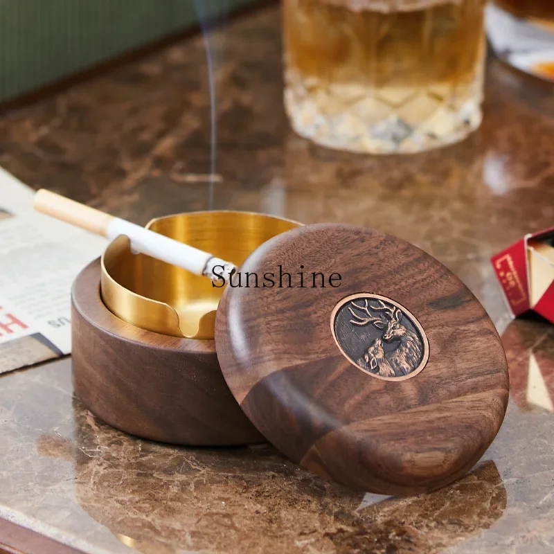 Gifts Boys Solid Wood Ashtray Household Living Room Cigarette Tank Resurrection Birthday Gift