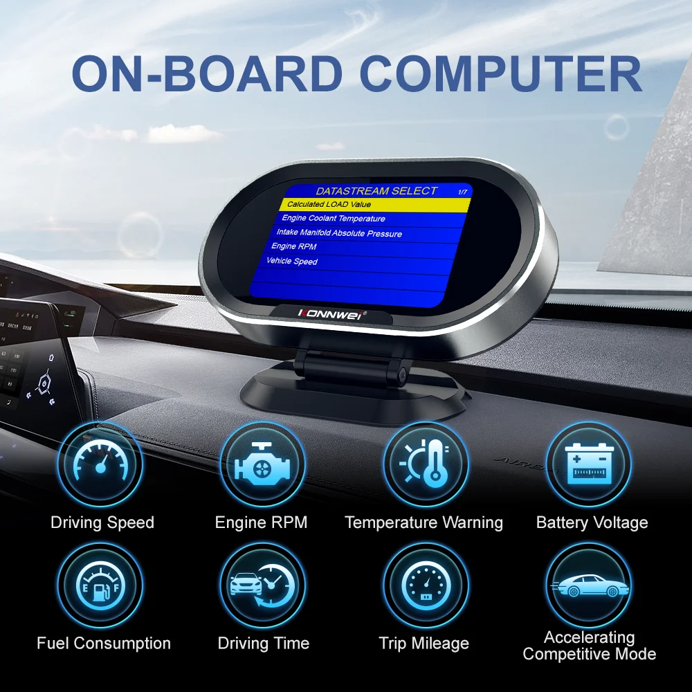 OBD2 Scanner Car Digital Computer Meter Display Speed Fuel Consumption Temperature Gauge On-Board Diagnostic Tool KW206