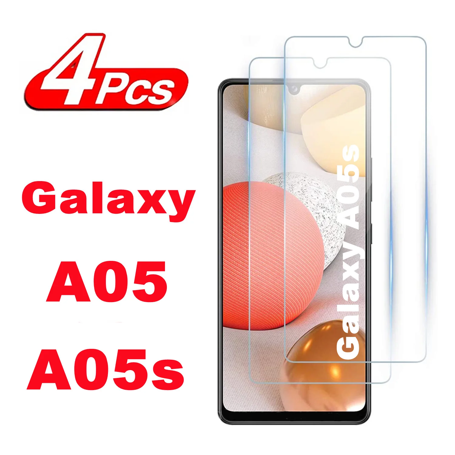 Película protetora de tela de vidro temperado 9h para samsung galaxy a05, a05s, 2 ou 4pcs, hd