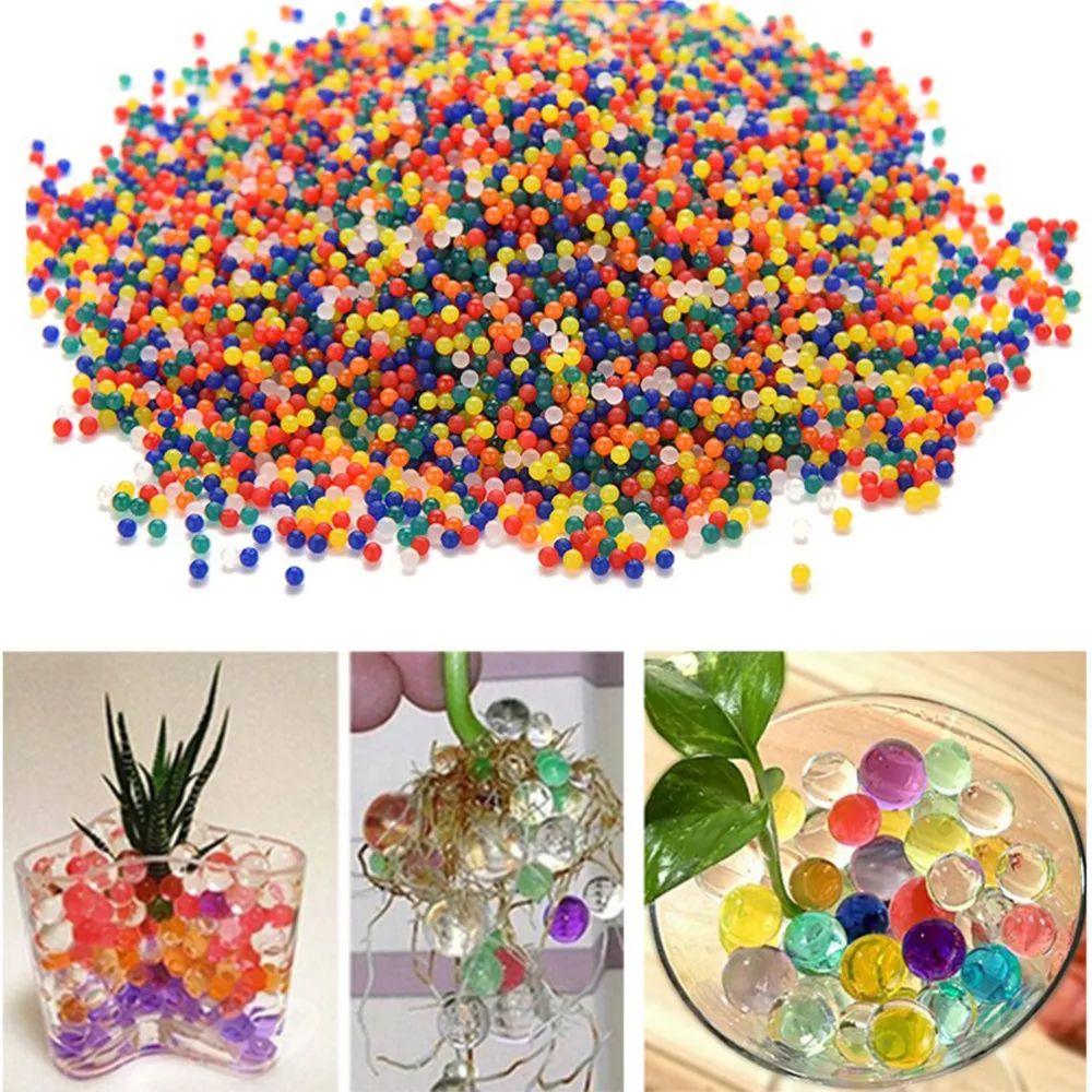 10000 pçs água gel blasters bolas orbis hidrogel arma de cristal solo contas de água lama crescente bola crianças brinquedo planta vaso decoração