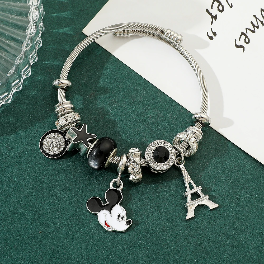 Nueva serie Disney, pulsera versátil con cuentas DIY de Mickey Mouse bonita a la moda