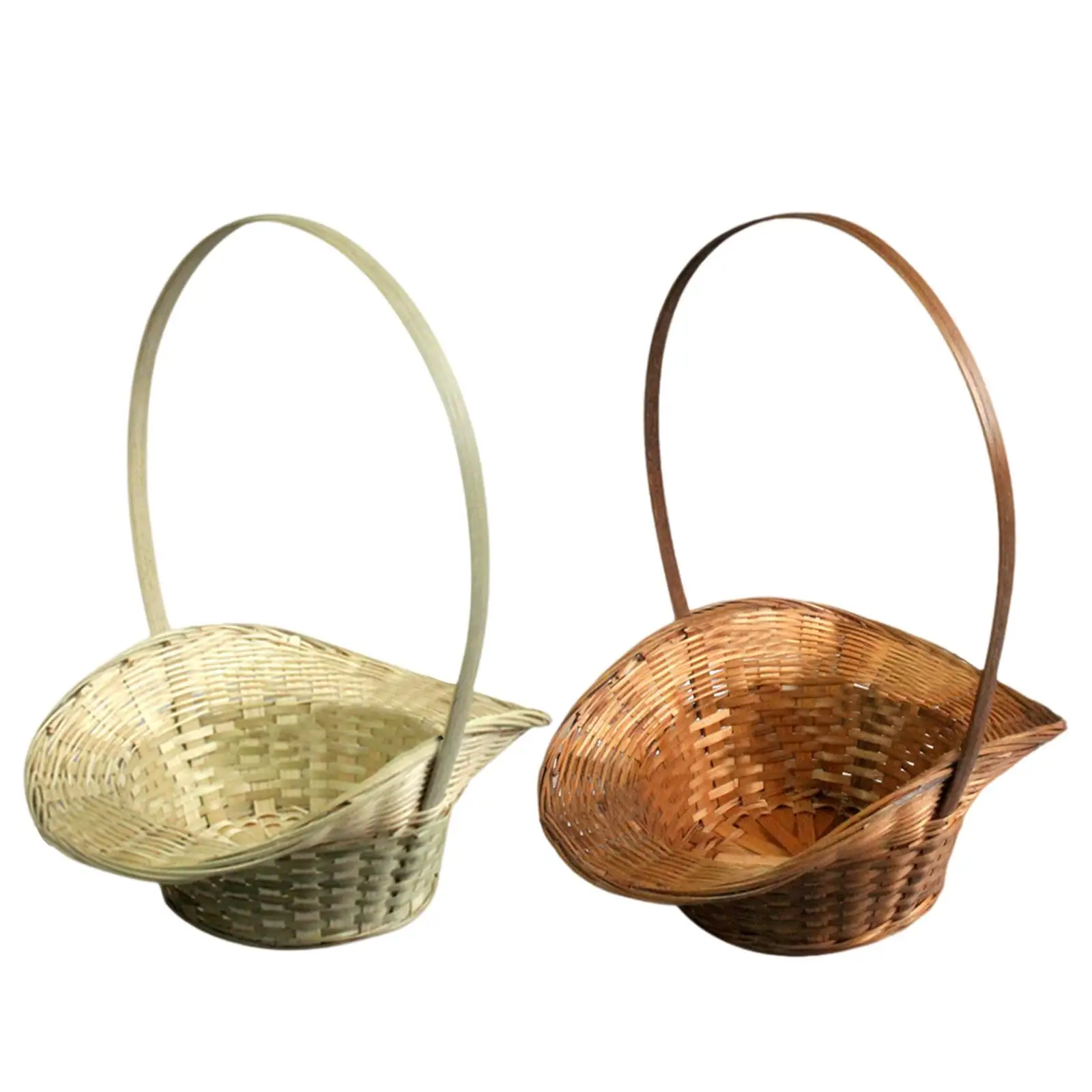 Bamboo Basket Flower Basket Egg Storage Basket Handwoven Home Decoration Picnic