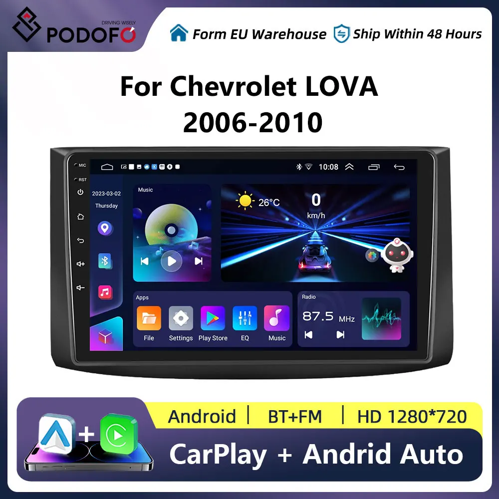 Podofo 2Din Car Radio Android For Chevrolet LOVA 2006-2010 Multimedia Player Carplay Car Stereo Home Unit Car Radio Navigatore