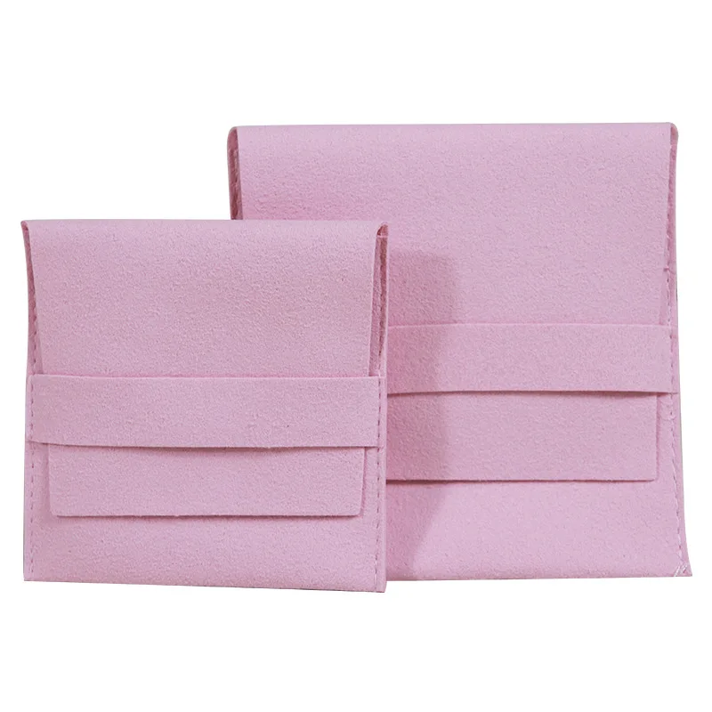 

100pcs/Lot Jewelry Pouch Packaging Bag Soft Microfiber Flannelette Flip Dustproof Bracelet Necklace Earrings Rings Custom Logo