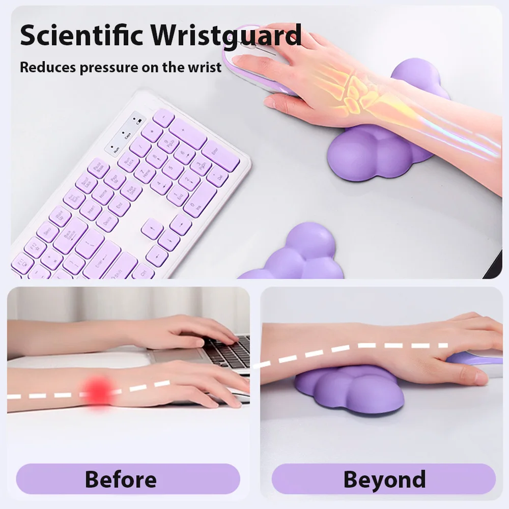 Mouse Pad with Wrist Rest Keyboard Cloud Non-slip Desktop Office Gamer Mouse Wrist Rest Ergonomic Comfortable Soft Wrist Rest