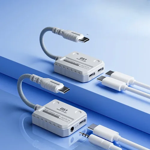 Imagen 2 del producto Nuevo Plextone GS1 2 en 1 convertidor de auriculares interfaz tipo C compatible con adaptadores de bendición de sonido estéreo 3D de carga rápida de 60W