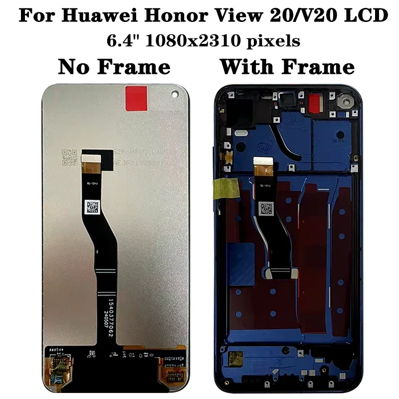 6.4' AAA Quality For Honor View 20 LCD Display Touch Screen Panel Pantalla Digitizer Assembly For Honor V20 Display Frame