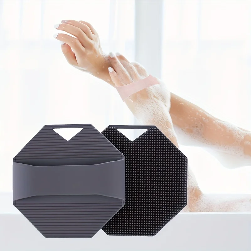 Silicone Exfoliating Body Scrubber Portable Wall Mountable Shampoo Brush Bath Brush For Hair Washing & Body Massage Face Care
