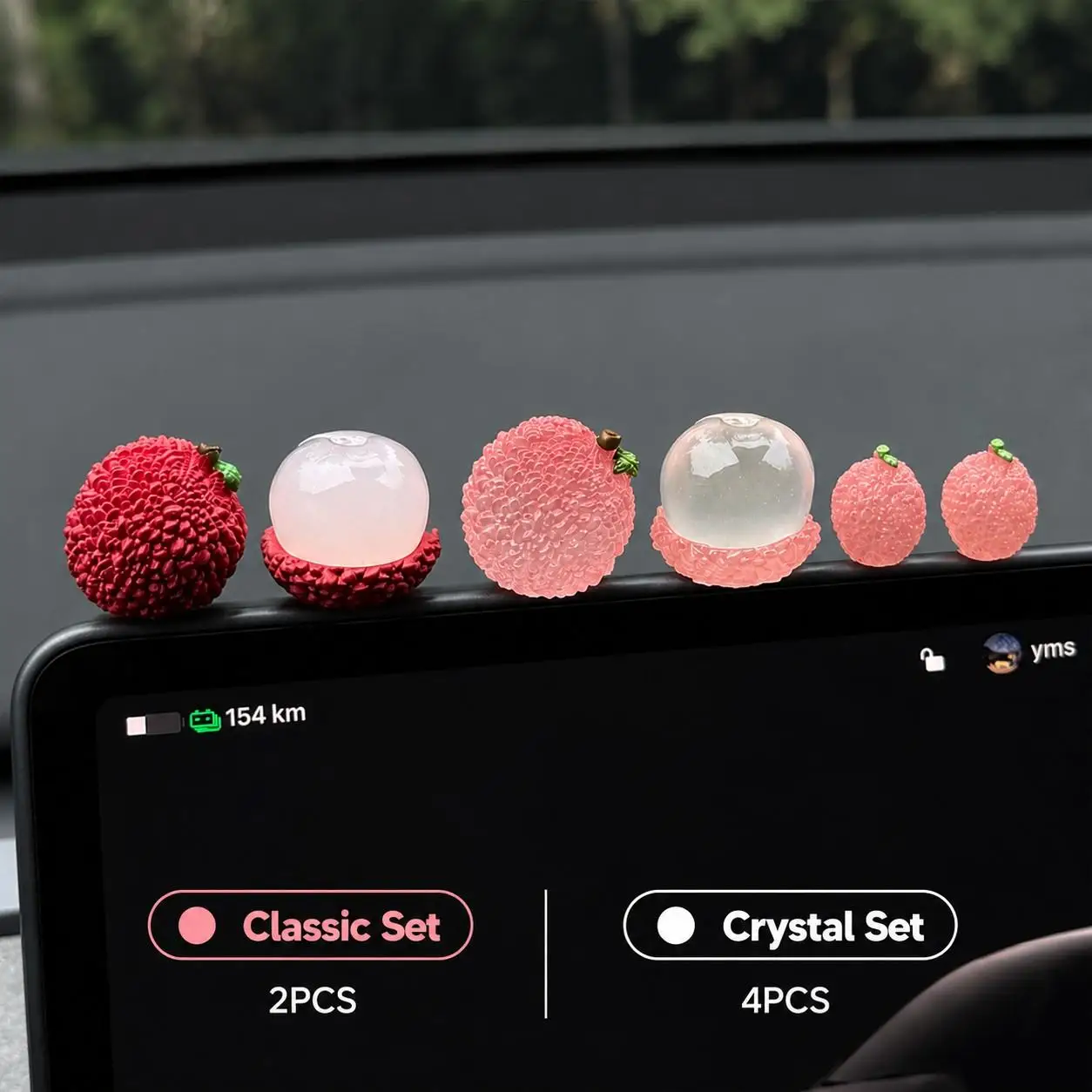 Car Dashboard Decor, Cute Lychee Car Accessories, Mini Dashboard Ornament, Three Sizes Available