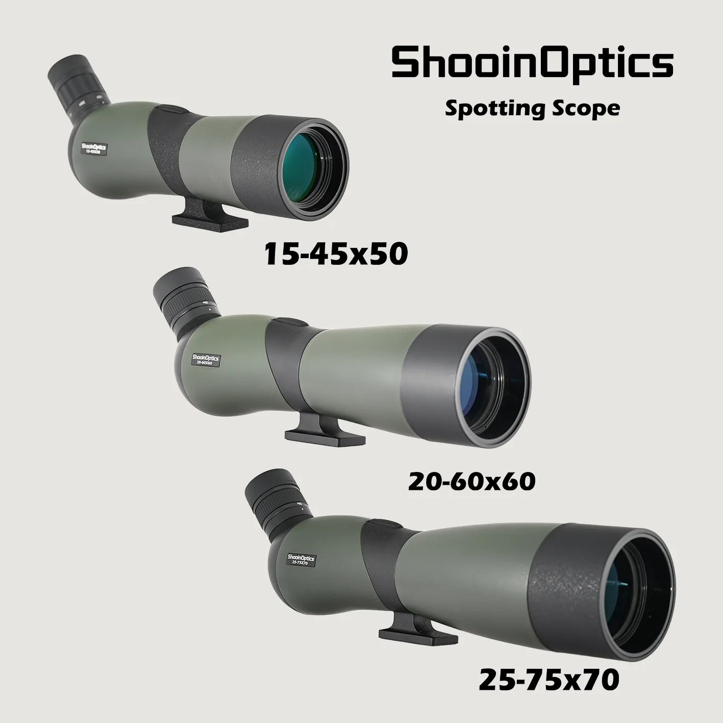 Shooin Optics Spotting Scope 15-45x50 20-60x60 25-75x70 Monocular Telescope For Bird Watching Hunting And Archery Range