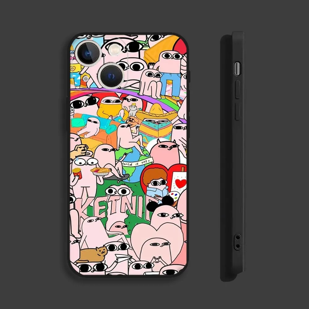 Cute Funny Cartoon ketnipz Phone Case For iPhone15,14,13,12,11,Pro,Max,Plus,Mini,X,XS,XR,8,7,6,S,Plus,SE Soft Black Case