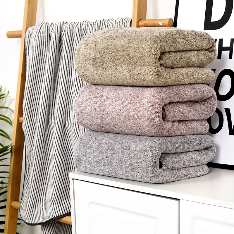 Thicken Bamboo Charcoal Coral Velvet Bath Towel For Adult Soft Absorbent Quick-Drying Towel Home Bathroom Microfiber Towel Sets