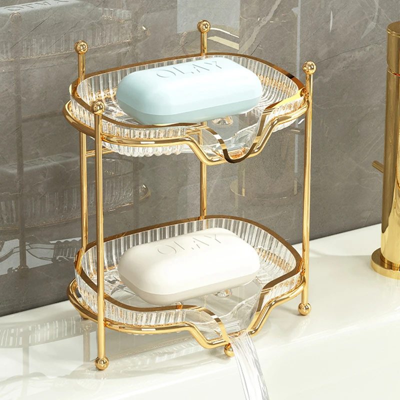 2 Layers Decorative Creative Clear Plastic Drain Soap Dish