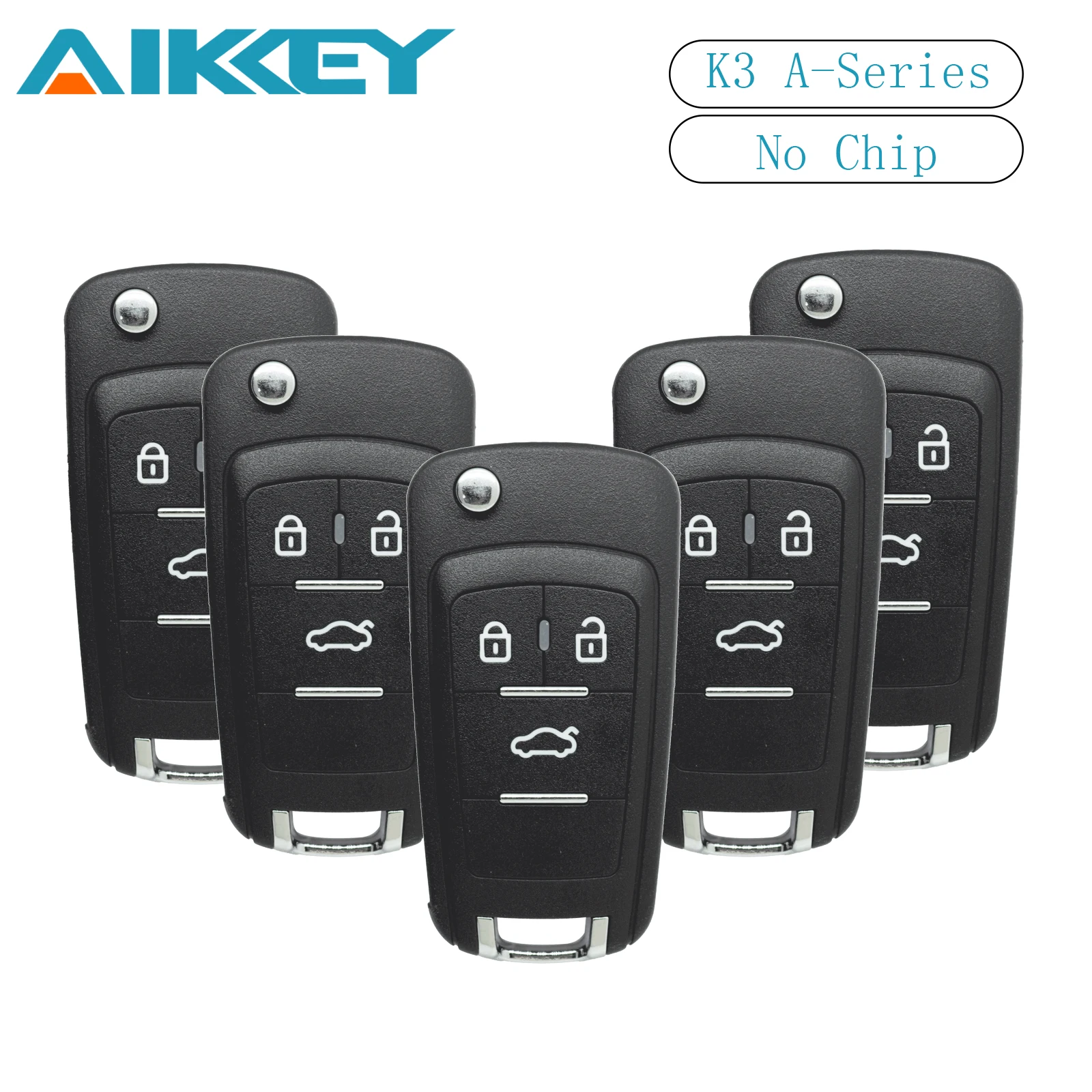 AIKKEY K3 Chevrolet Style Universal A Series 3 Buttons Design Car Remote Key Fob for AIK Machine Remote Control Key Replacement